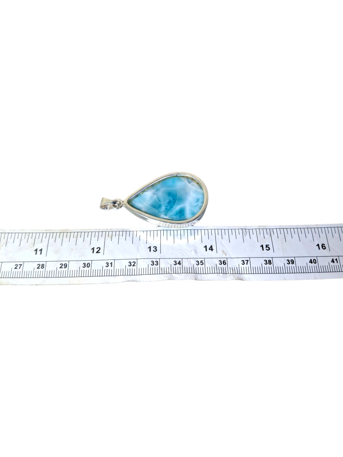 Pendentif Larimar Argent Sterling Pierre Précieuse Naturelle Bleue de République Dominicaine Fait Main