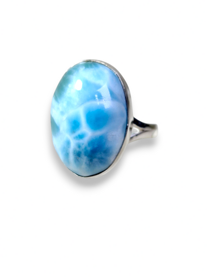 Bague triangulaire en larimar en argent sterling 925, pierre précieuse bleue dominicaine
