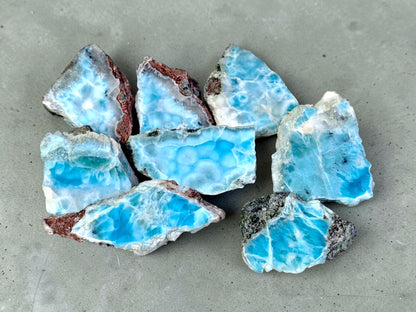 555g Natural Larimar  Raw Stone  Polished Specimen Rare Blue Pectolite Dominican