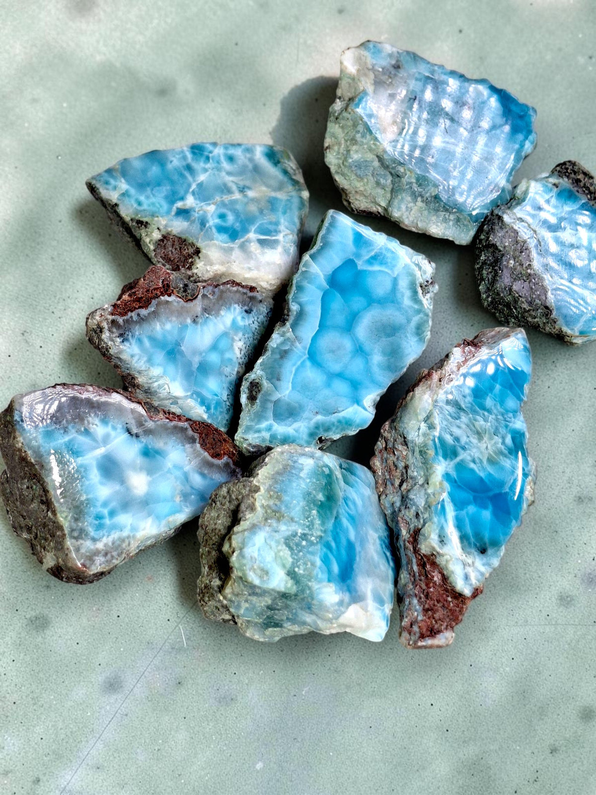 555g Natural Larimar  Raw Stone  Polished Specimen Rare Blue Pectolite Dominican