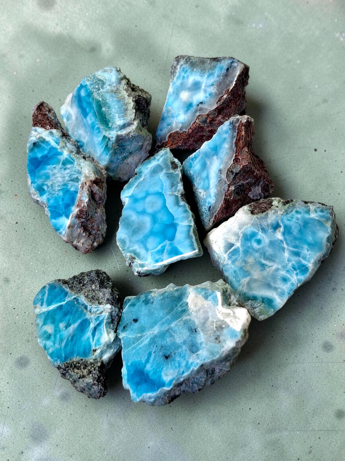 555g Natural Larimar  Raw Stone  Polished Specimen Rare Blue Pectolite Dominican