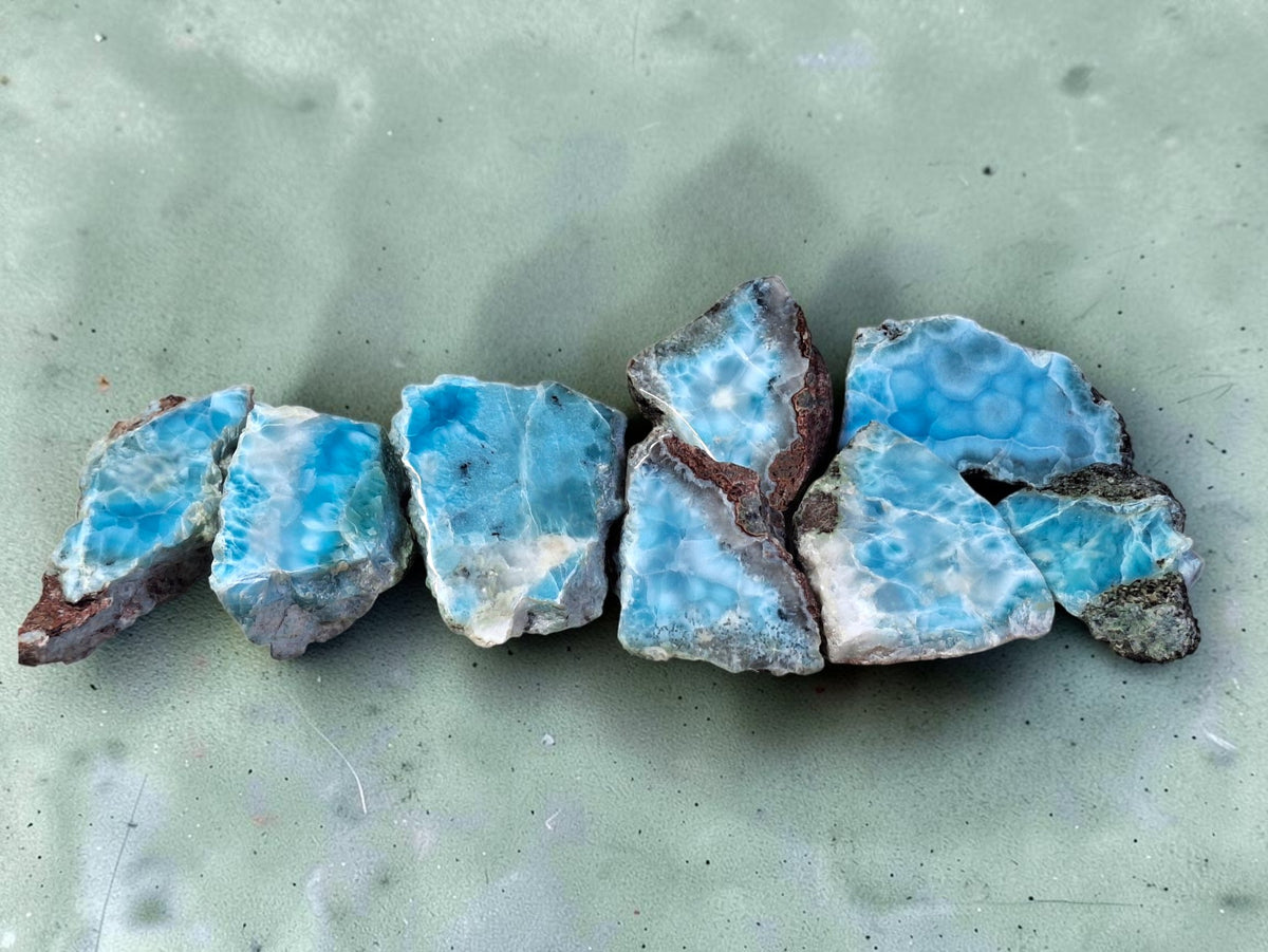 555g Natural Larimar  Raw Stone  Polished Specimen Rare Blue Pectolite Dominican