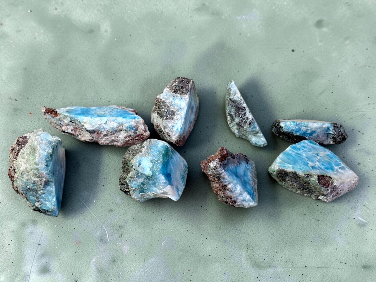 555g Natural Larimar  Raw Stone  Polished Specimen Rare Blue Pectolite Dominican