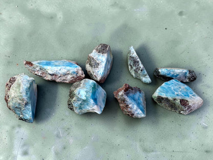 555g Natural Larimar  Raw Stone  Polished Specimen Rare Blue Pectolite Dominican