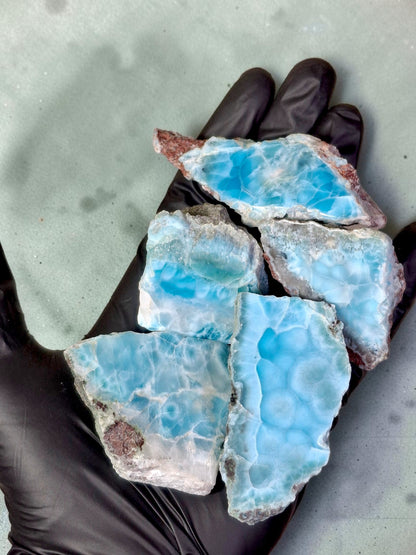 555g Natural Larimar  Raw Stone  Polished Specimen Rare Blue Pectolite Dominican
