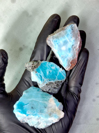 555g Natural Larimar  Raw Stone  Polished Specimen Rare Blue Pectolite Dominican