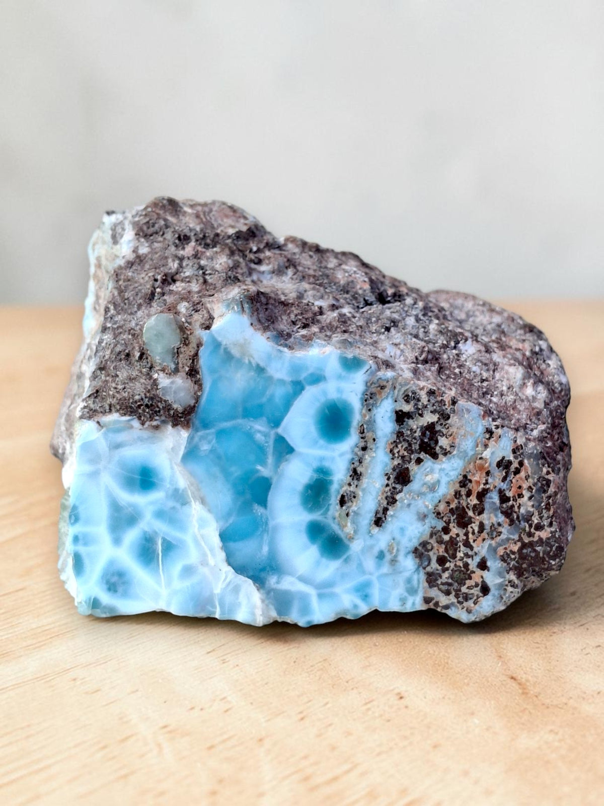 487g Natural Larimar  Raw Stone  Polished Specimen Rare Blue Pectolite Dominican
