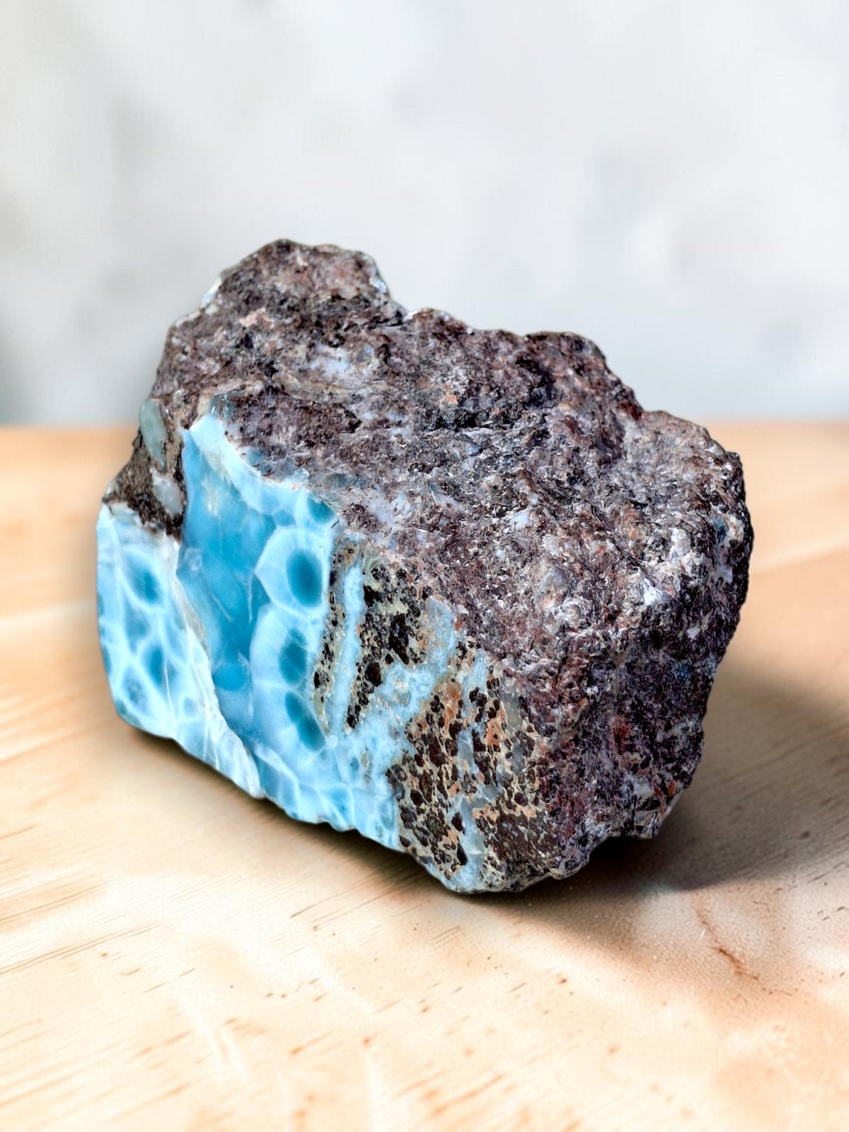 487g Natural Larimar  Raw Stone  Polished Specimen Rare Blue Pectolite Dominican