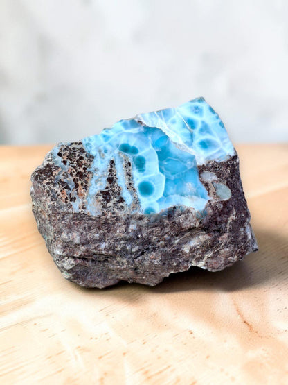 487g Natural Larimar  Raw Stone  Polished Specimen Rare Blue Pectolite Dominican
