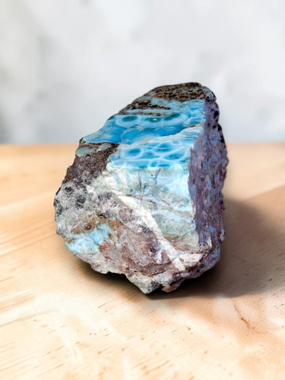 487g Natural Larimar  Raw Stone  Polished Specimen Rare Blue Pectolite Dominican