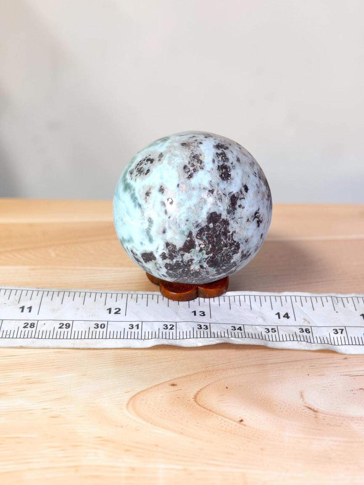 47 mm Larimar Polished Sphere Ball Dominican Blue Crystal Healing Display