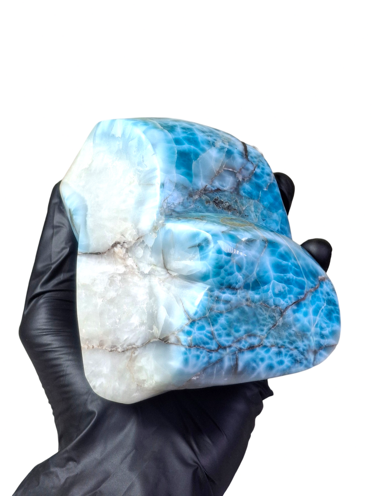 1294g Natural Dominican Larimar Polished Freeform Sculpture Caribbean Blue Stone