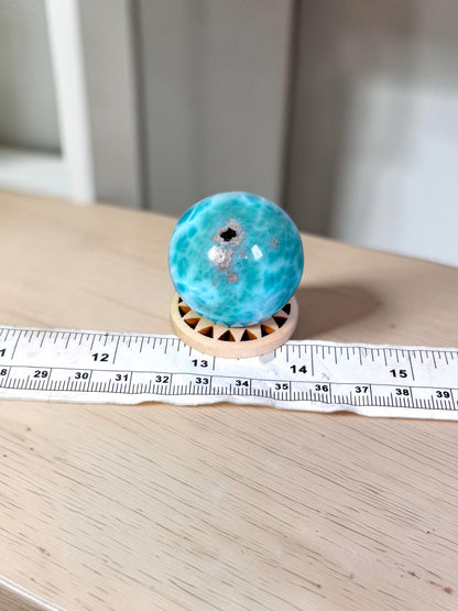 35 mm Larimar Polished Sphere Ball Dominican Blue Crystal Healing Display