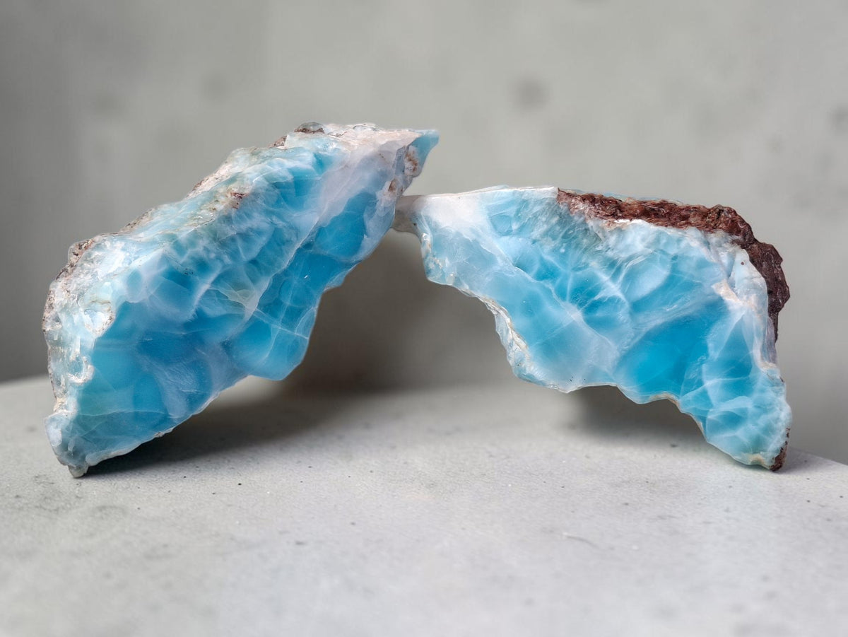164g Natural Larimar  Raw Stone  Polished Specimen Rare Blue Pectolite Dominican