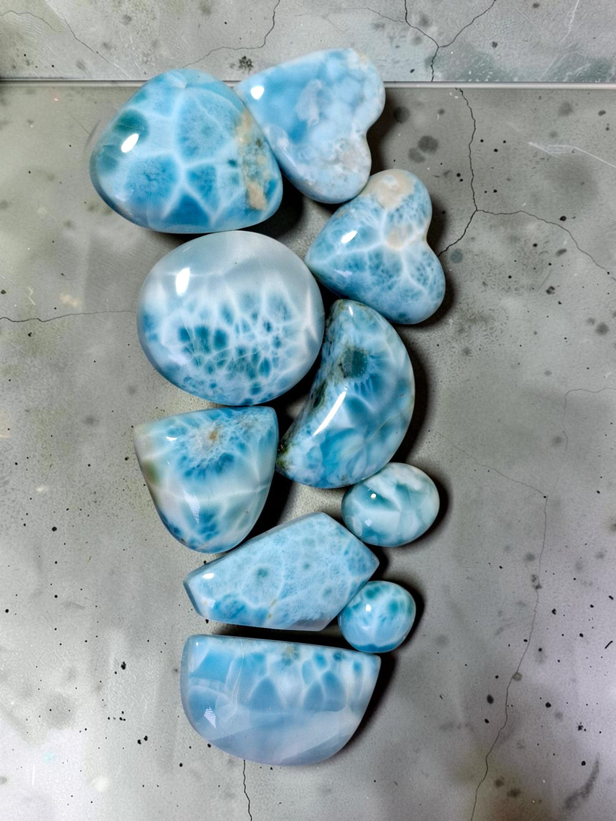 10 Natural Larimar Loose Cabochon 112g Lots  Dominican Blue Gemstone
