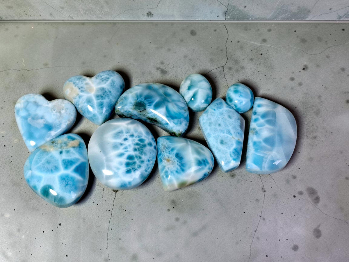 10 Natural Larimar Loose Cabochon 112g Lots  Dominican Blue Gemstone