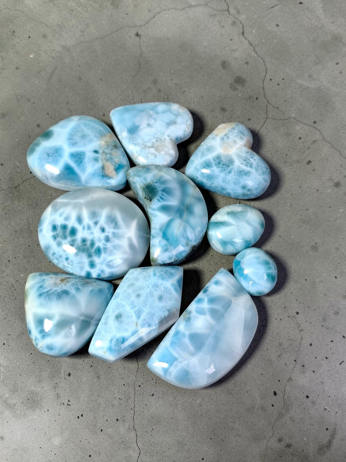 10 Natural Larimar Loose Cabochon 112g Lots  Dominican Blue Gemstone