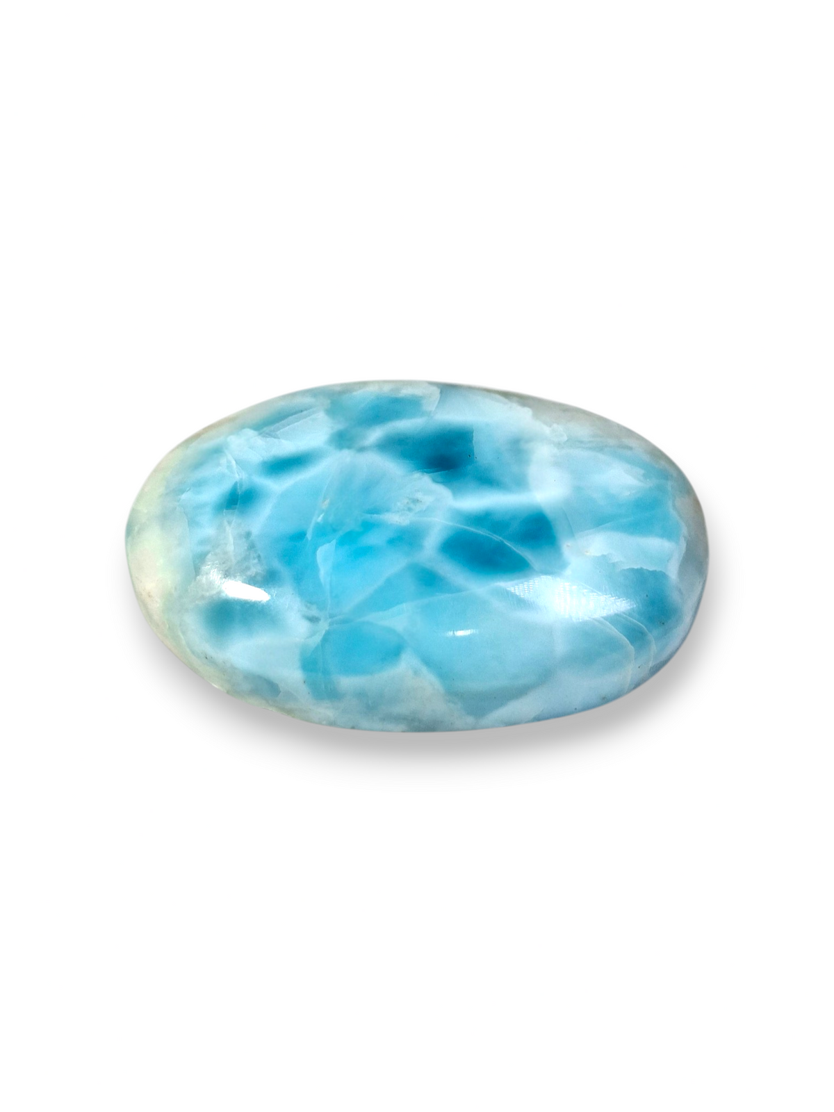 Natural Larimar Loose Cabochon Teardrop 96 Carats  Dominican Blue Gemstone