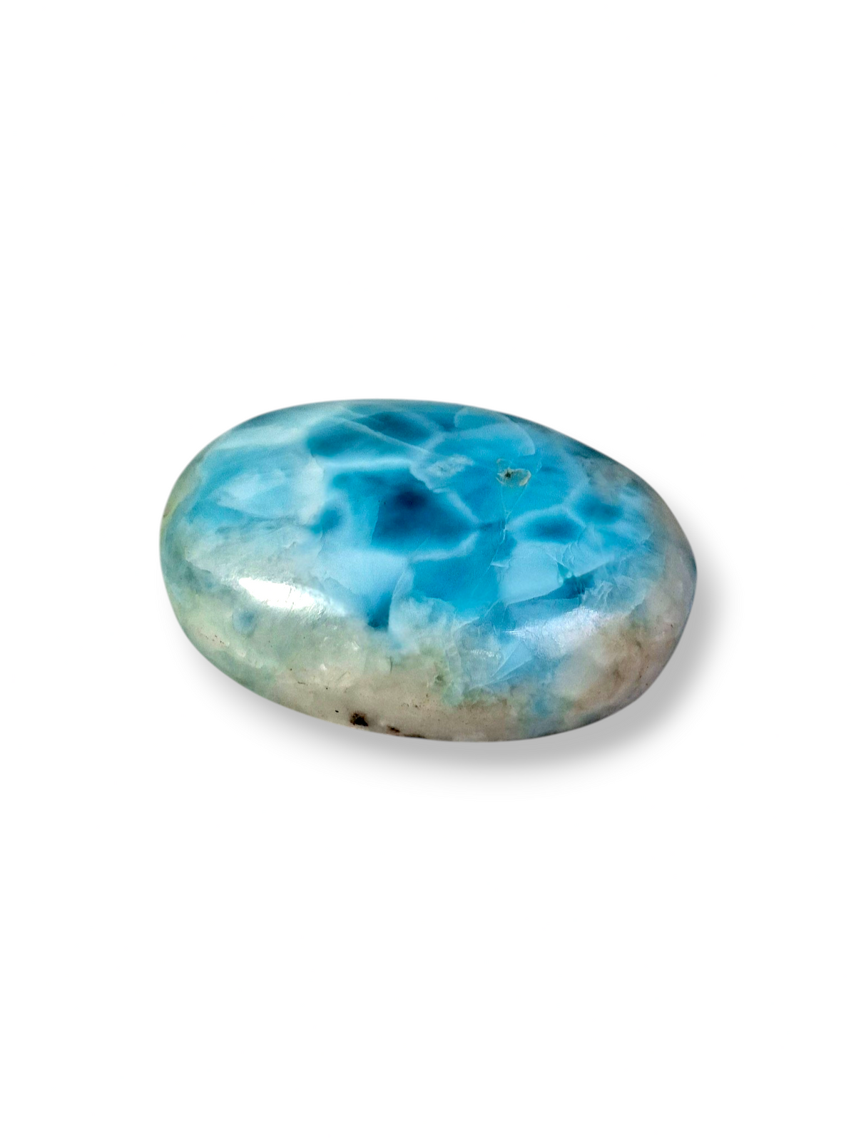 Natural Larimar Loose Cabochon Teardrop 96 Carats  Dominican Blue Gemstone
