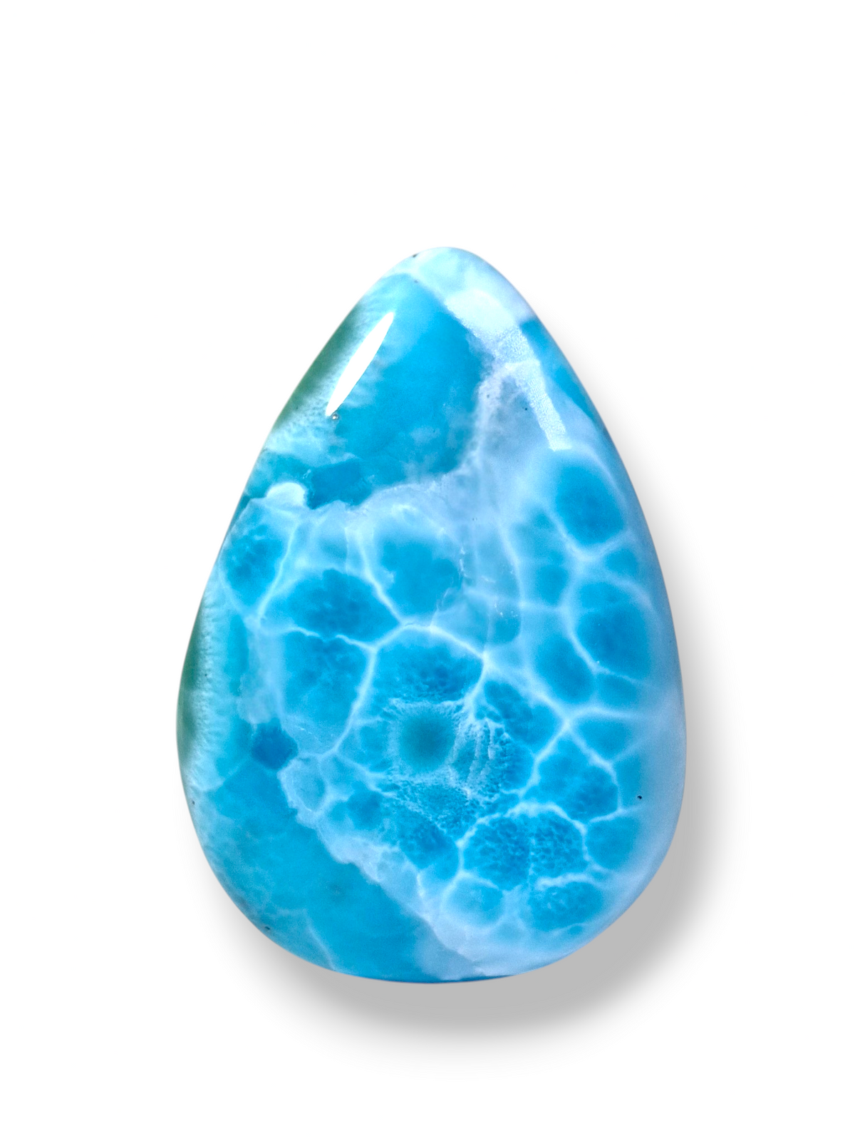 Big Natural Larimar Loose Cabochon Teardrop 217 Carats  Dominican Blue Gemstone