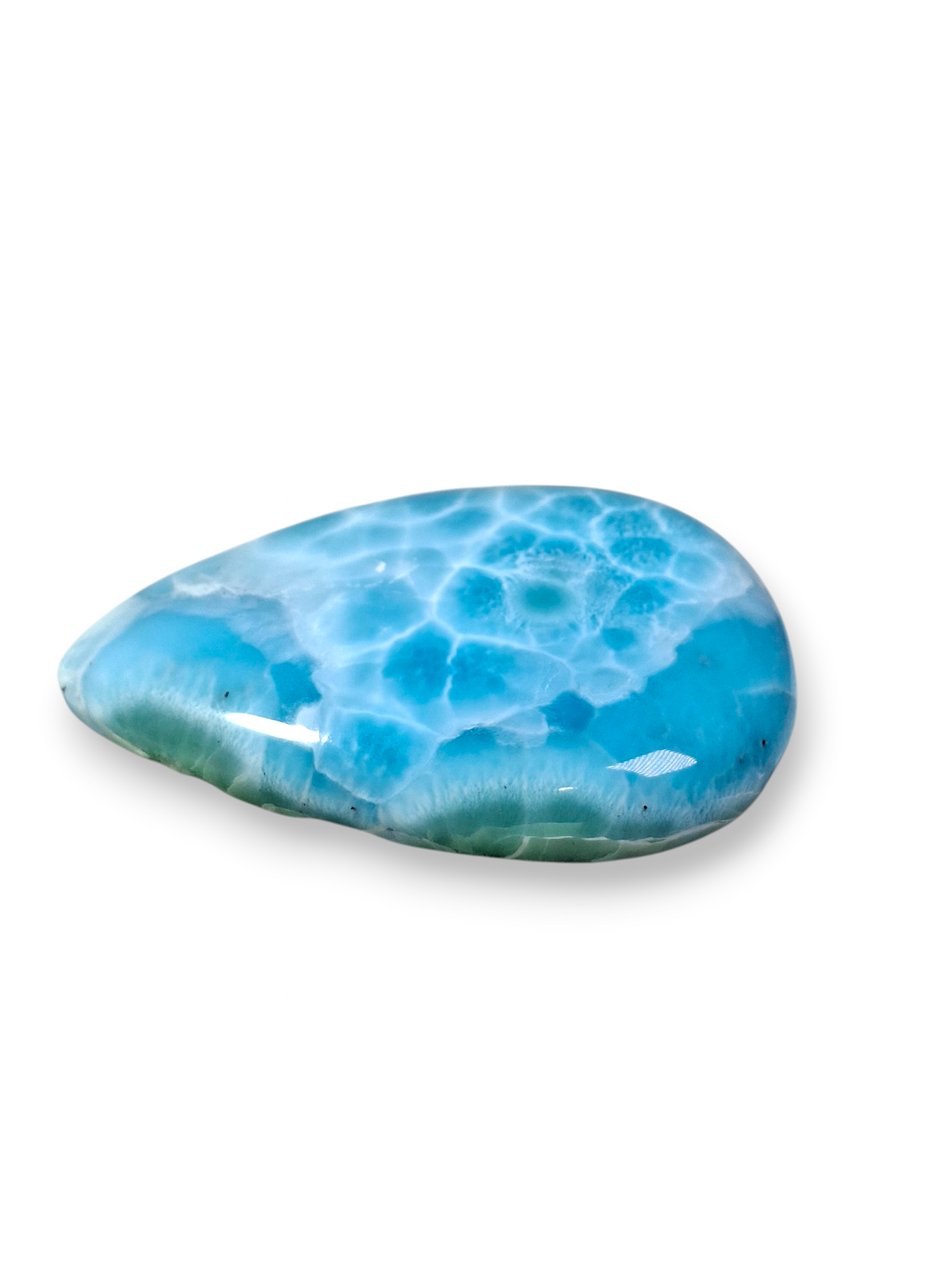 Big Natural Larimar Loose Cabochon Teardrop 217 Carats  Dominican Blue Gemstone