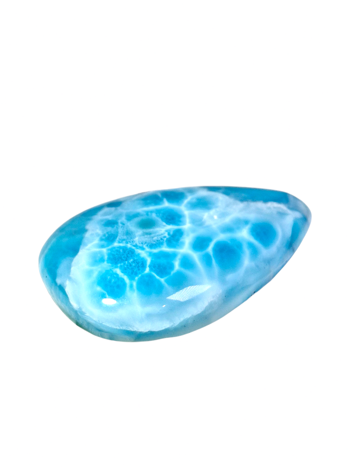 Big Natural Larimar Loose Cabochon Teardrop 217 Carats  Dominican Blue Gemstone