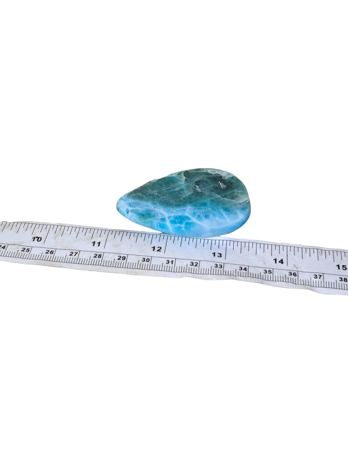 Big Natural Larimar Loose Cabochon Teardrop 217 Carats  Dominican Blue Gemstone