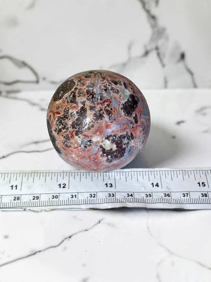 54 mm  Larimar Polished Sphere Ball Dominican Blue Crystal Healing Display