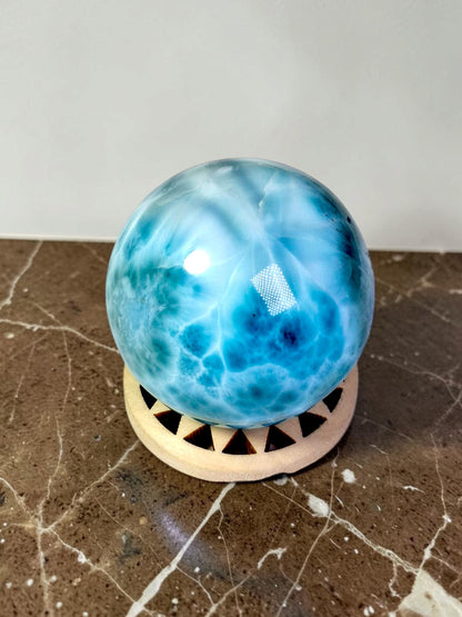 Top Blue Larimar 37 mm Sphere Dominican Ball Healing Energy Crystal