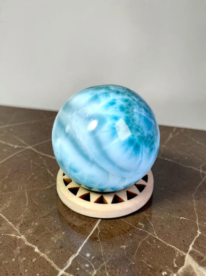 Top Blue Larimar 37 mm Sphere Dominican Ball Healing Energy Crystal
