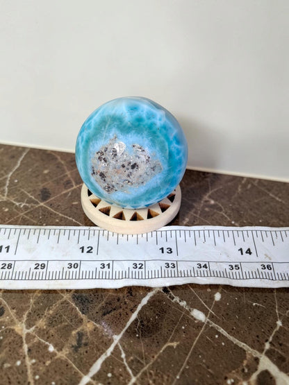 Top Blue Larimar 37 mm Sphere Dominican Ball Healing Energy Crystal