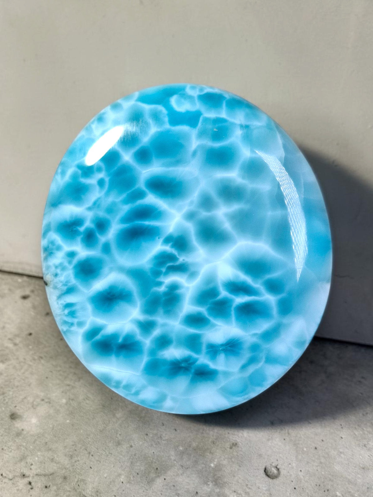 Huge Natural Larimar Loose Oval Cabochon 468 Carats  Dominican Blue Gemstone