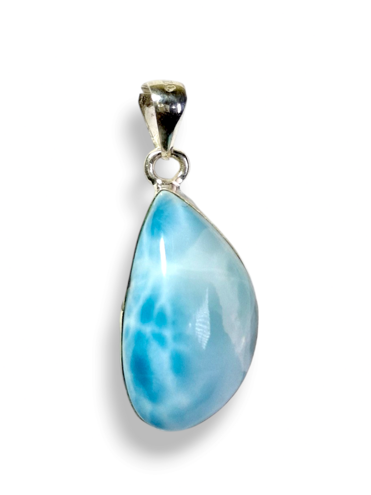 Larimar Pendant Sterling Silver  Natural Dominican Blue Gemstone Handmade