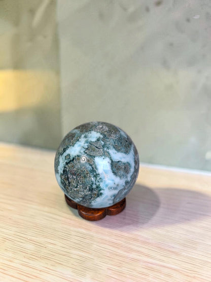 35 mm  Larimar Polished Sphere Ball Dominican Blue Crystal Healing Display