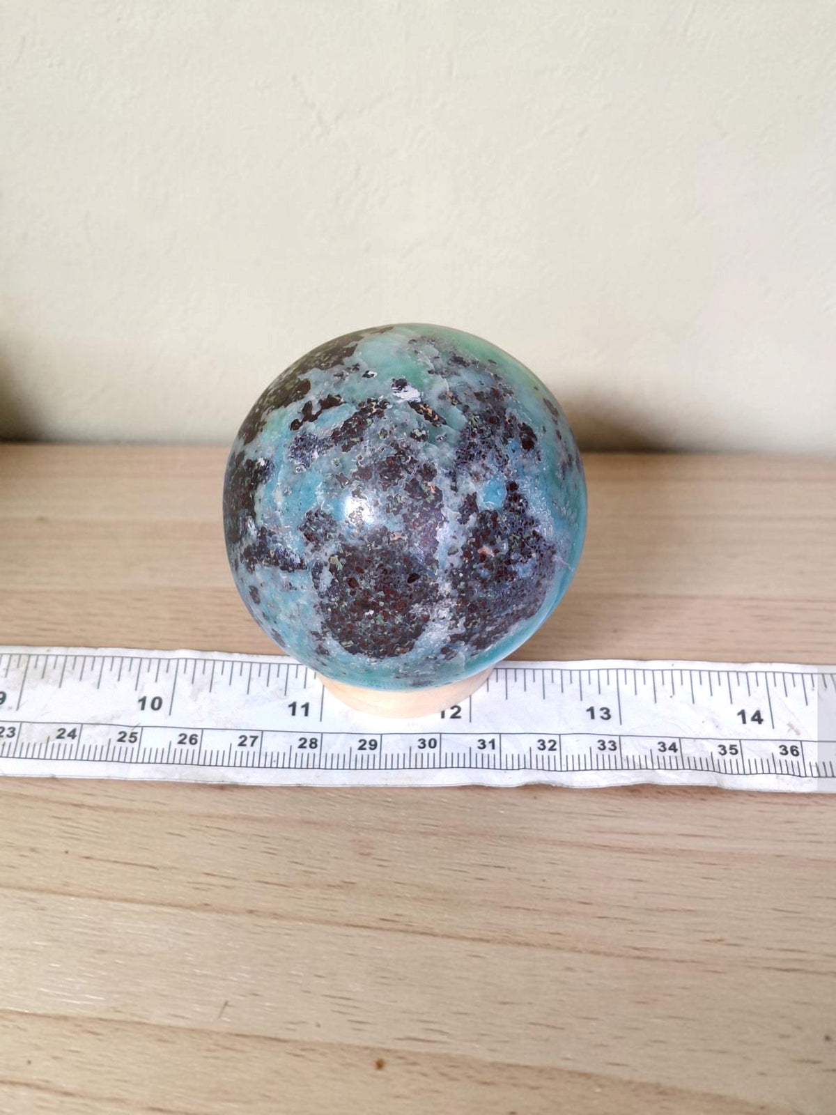 58 mm  Larimar Polished Sphere Ball Dominican Blue Crystal Healing Display