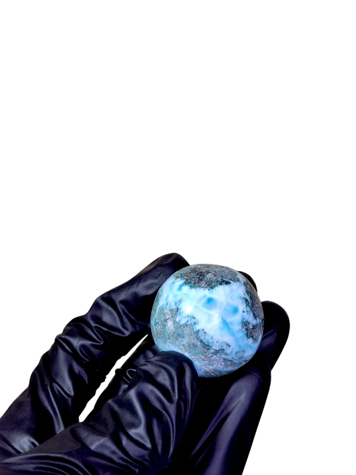 35 mm  Larimar Polished Sphere Ball Dominican Blue Crystal Healing Display