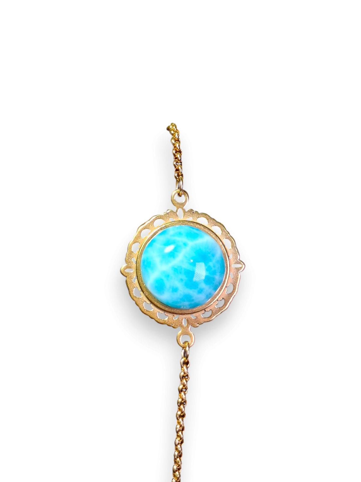Gold Plated Stainless Steel Larimar Blue Stone Cuff Bracelet Women’s Jewelry