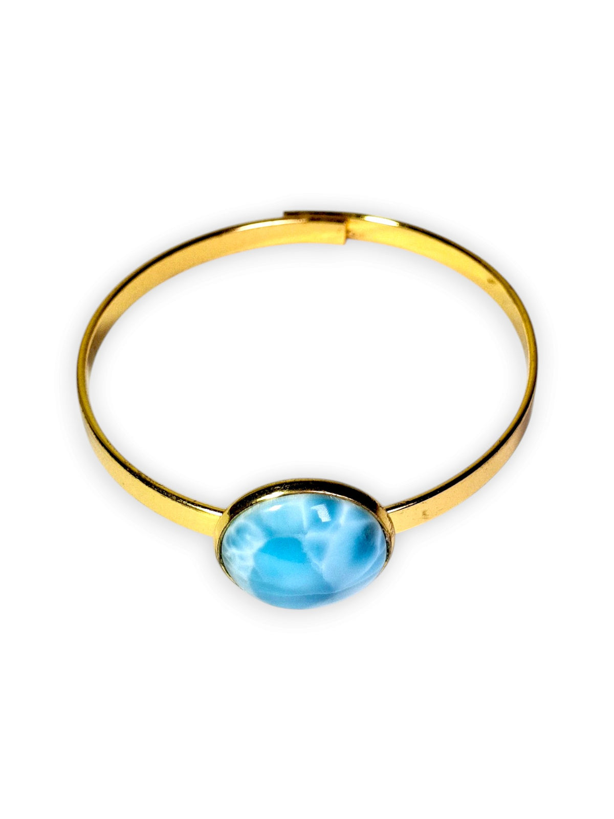 Gold Plated Stainless Steel Larimar Blue Stone Cuff Bracelet Women’s Jewelry