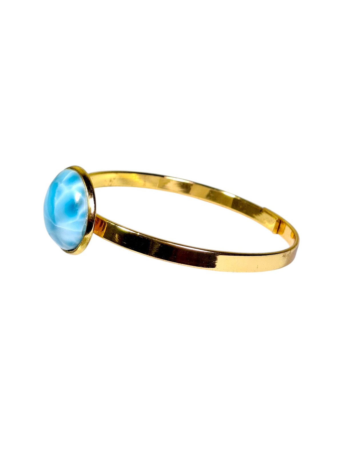 Gold Plated Stainless Steel Larimar Blue Stone Cuff Bracelet Women’s Jewelry