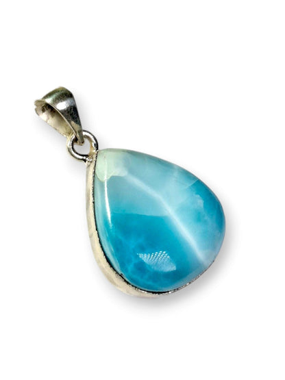Larimar Pendant Sterling Silver  Natural Dominican Blue Gemstone Handmade