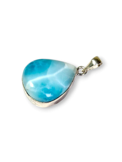 Larimar Pendant Sterling Silver  Natural Dominican Blue Gemstone Handmade