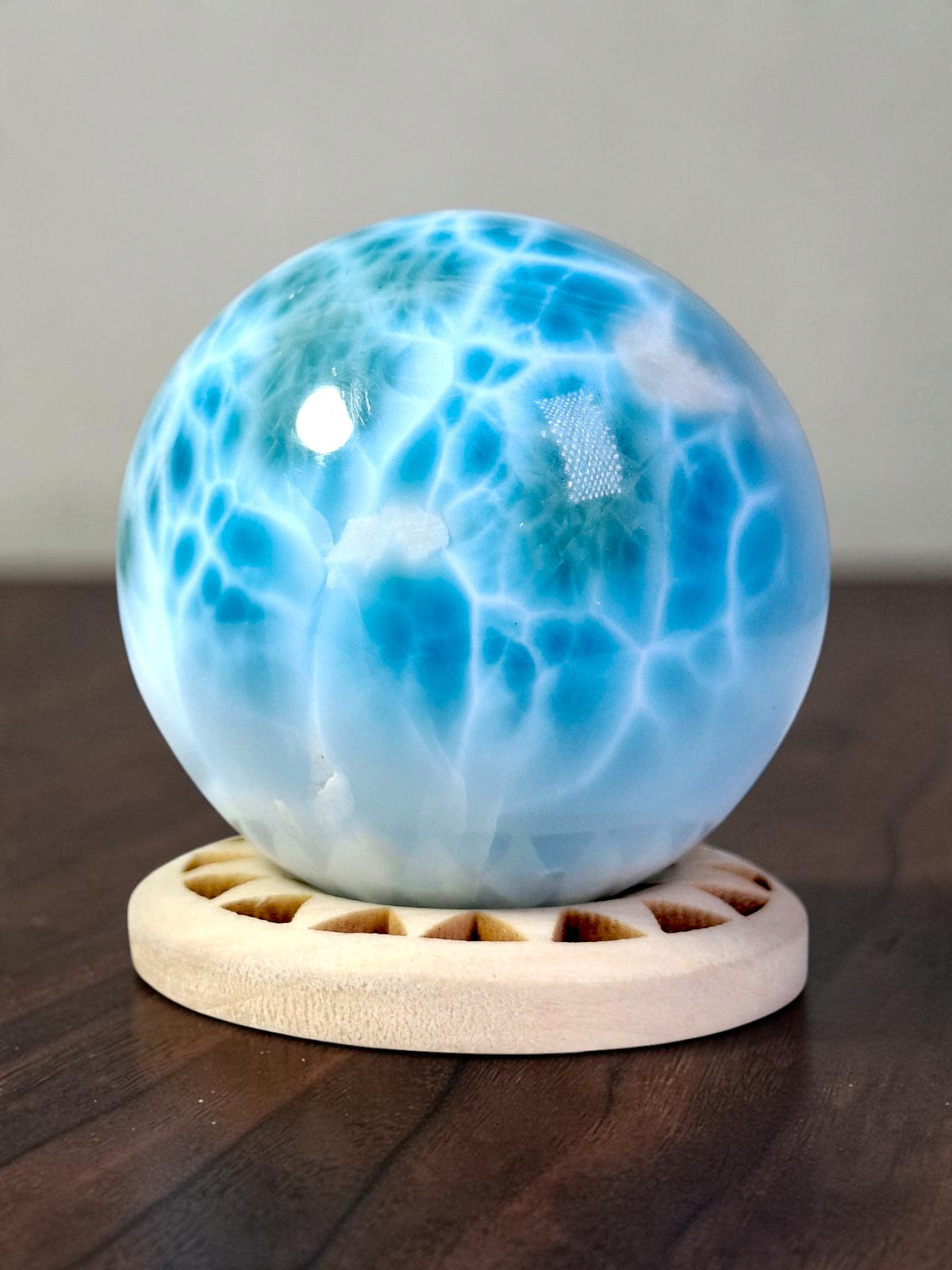 Top Blue Larimar 36 mm Sphere Dominican Ball Healing Energy Crystal