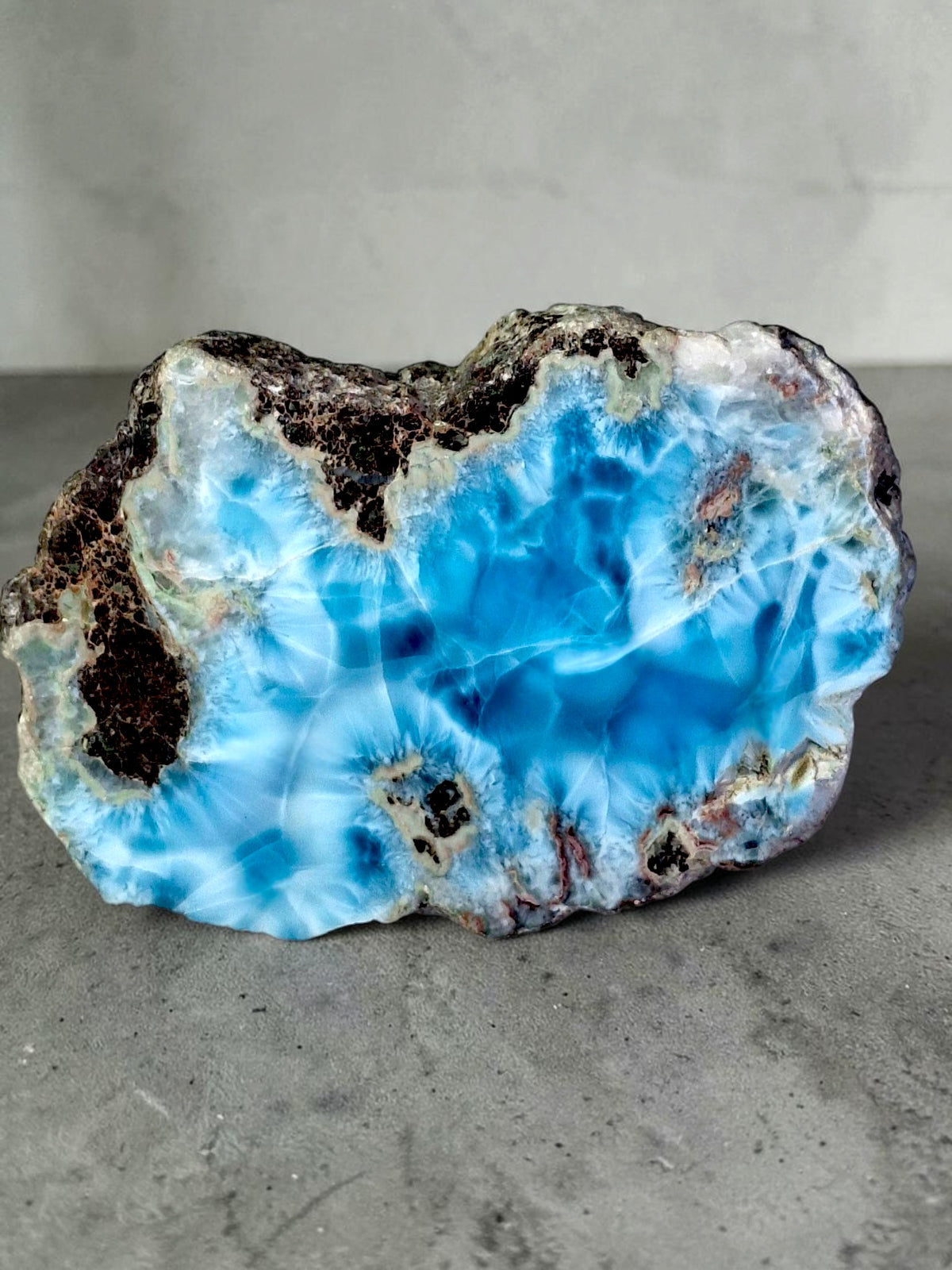 181 g Natural Larimar Raw Stone  Polished Specimen Rare Blue Pectolite Dominican