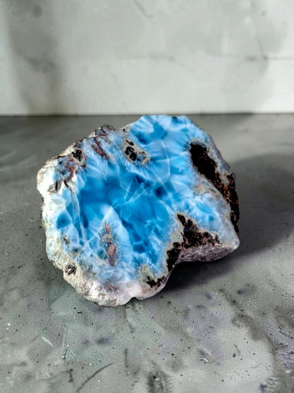 181 g Natural Larimar Raw Stone  Polished Specimen Rare Blue Pectolite Dominican