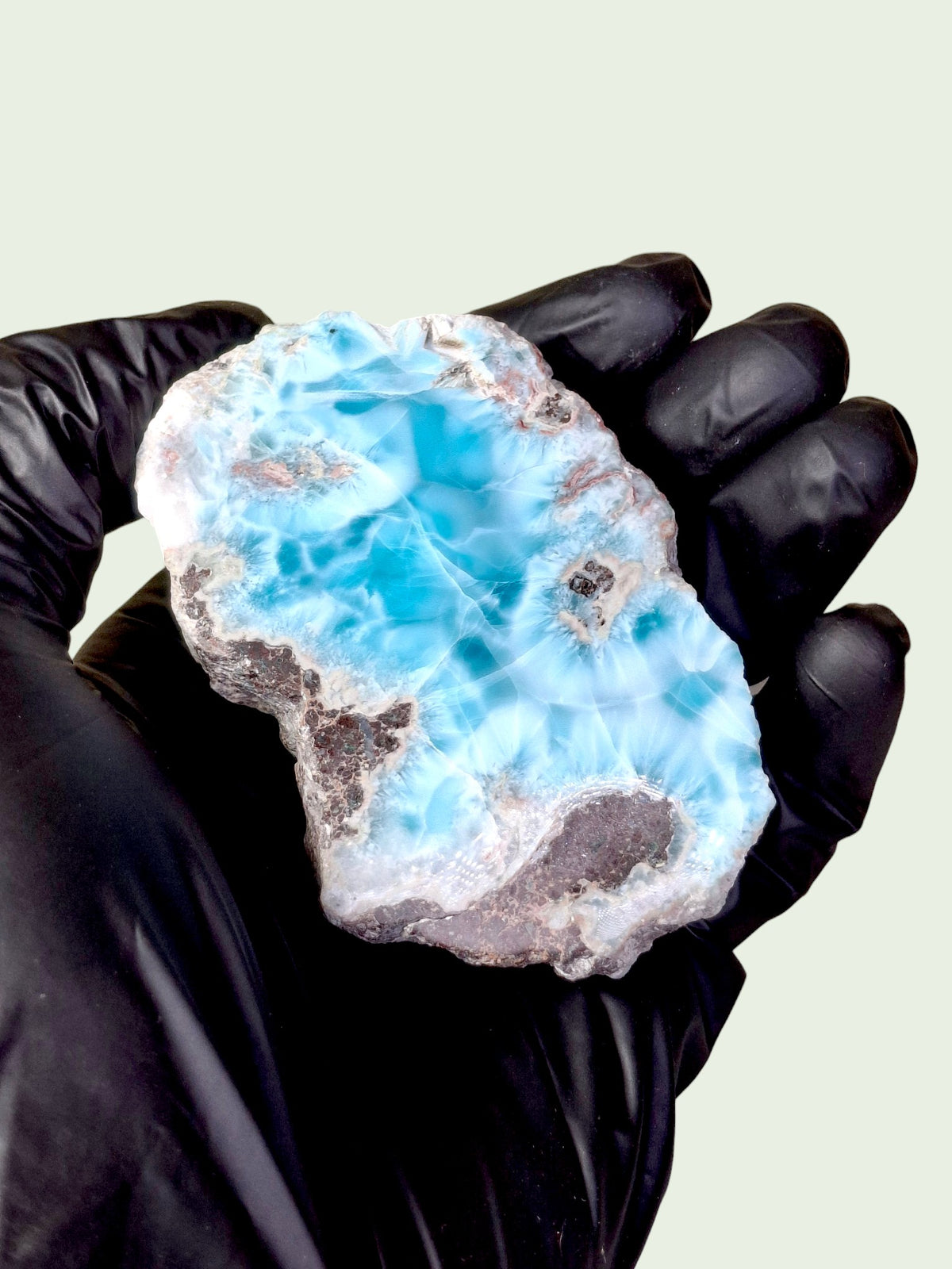 181 g Natural Larimar Raw Stone  Polished Specimen Rare Blue Pectolite Dominican