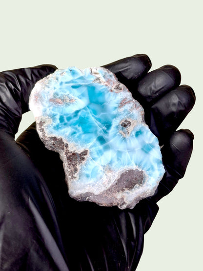 181 g Natural Larimar Raw Stone  Polished Specimen Rare Blue Pectolite Dominican