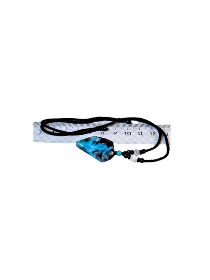 Dominican Nice Deep Blue Larimar Stone Cord Necklace Handcrafted