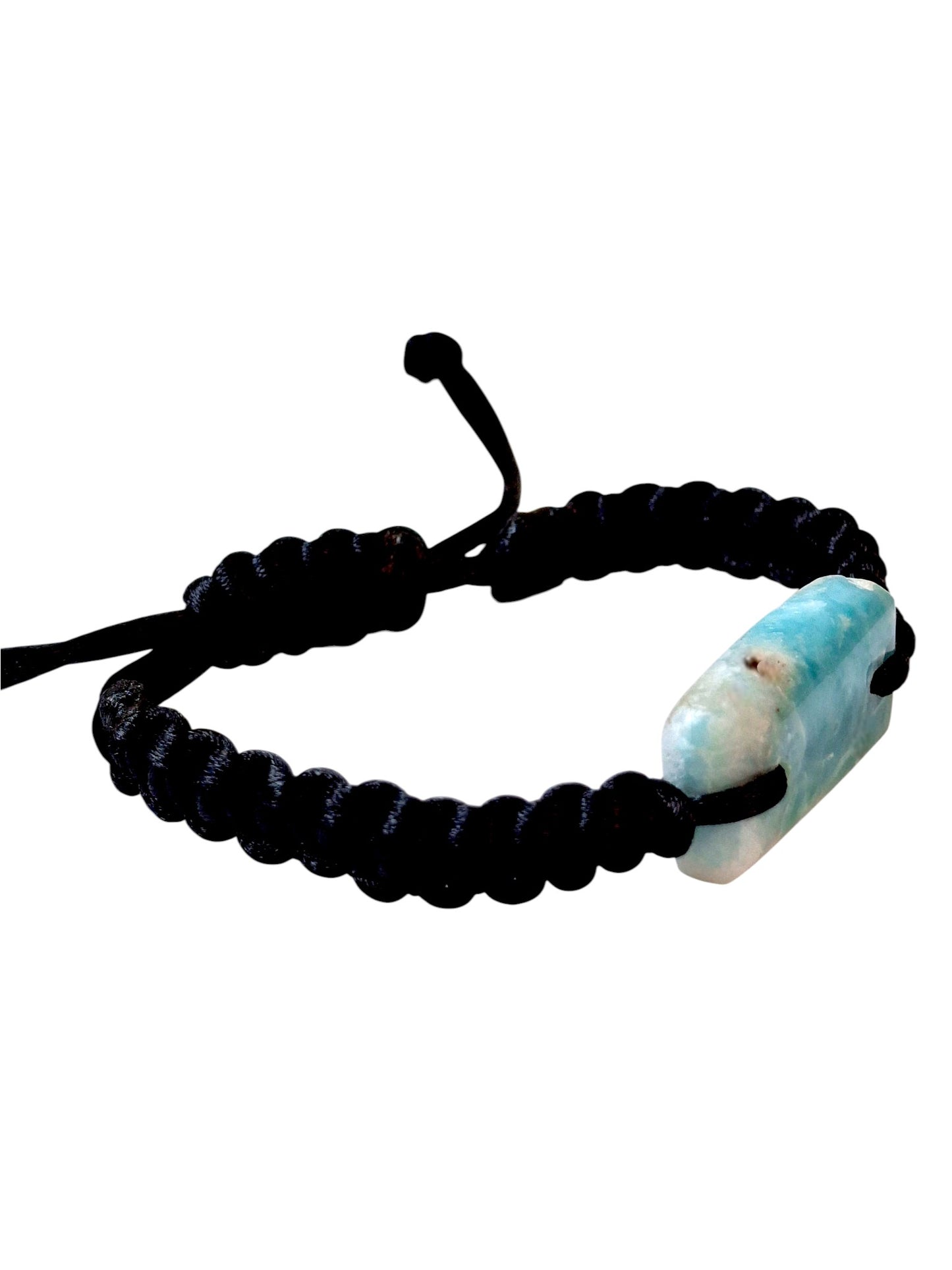 Nice Blue Larimar Stone Nylon Cord Handmade Bracelet Men / Women