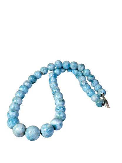 17.5 " Dominican Nice Blue Larimar Stone Necklace Handcrafted