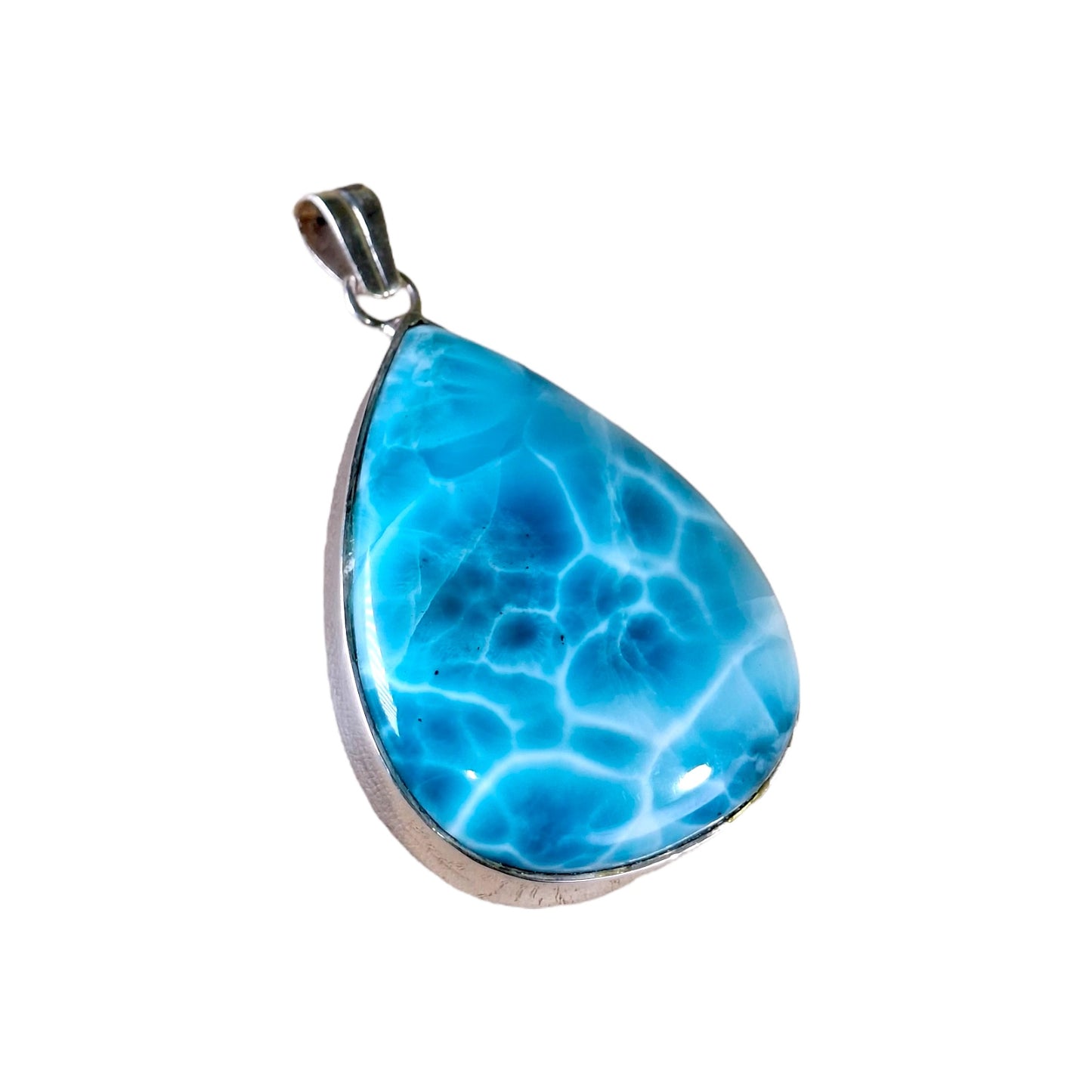 1.8 "in. Big Dominican Nice Deep Blue Larimar Stone Pendant Handmade